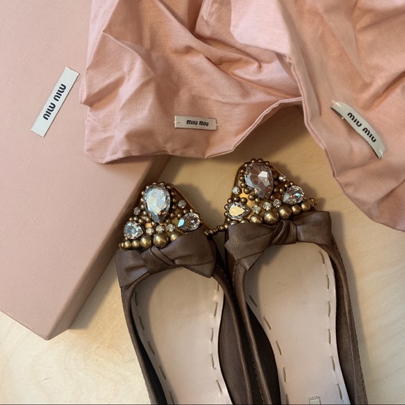 SOLD 💛 Miu miu Jeweled Ballet Flats 💎 - Picture 6 of 9